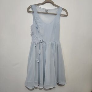 Disney x Lauren Conrad Cinderella Blue Chiffon Layer Dress Bow Flower Size 4 LC